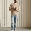 Superdry PATCHWORK CABLE CREW - Jumper - Oatmeal