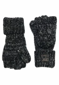 Superdry TWEED CABLE - Fingerless Gloves - Black Tweed