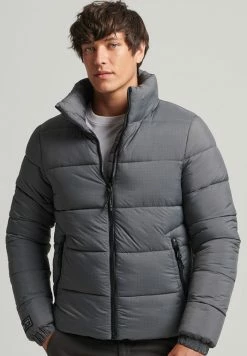 Superdry PUFFER - Winter Jacket - Football Grid Charcoal