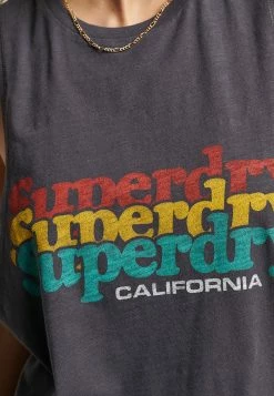 Superdry VINTAGE CALI STRIPE - Top - Charcoal -Superdry Shop 855a492112c848e8b30bb5cf3302de8d