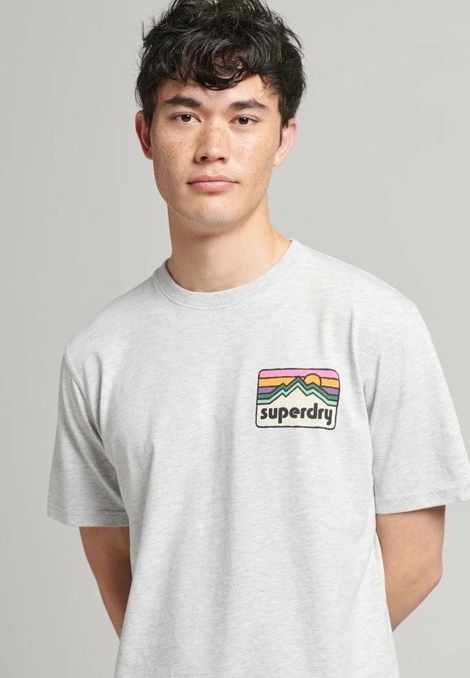 Superdry VINTAGE TERRAIN - Print T-shirt - Glacier Grey Marl 1 Superdry VINTAGE TERRAIN - Print T-shirt - Glacier Grey Marl