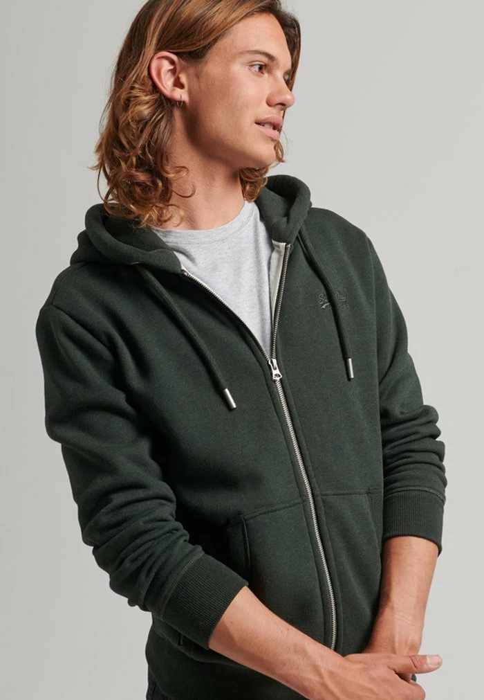 Superdry Zip-up Sweatshirt - Dark Olive Marl 1 Superdry Zip-up Sweatshirt - Dark Olive Marl