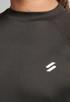 Superdry SPORT TRAIN MOCK NECK LOGO - Long Sleeved Top - Black -Superdry Shop 86999aa482074606804a63f98558d286