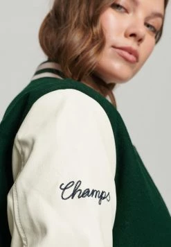 Superdry VARSITY - Bomber Jacket - Enamel Green -Superdry Shop 8765851cfc5f4f628d716b748c93f005