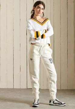 Superdry PRIDE - Tracksuit Bottoms - Ecru