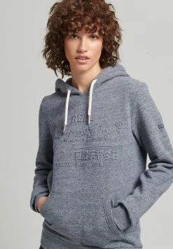 Superdry VINTAGE LOGO EMBOSSED - Hoodie - Creek Blue Grit Grindle