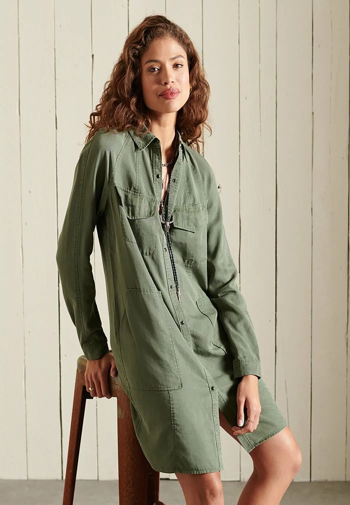 Superdry Shirt Dress - Thyme 2 Superdry Shirt Dress - Thyme - Image 2