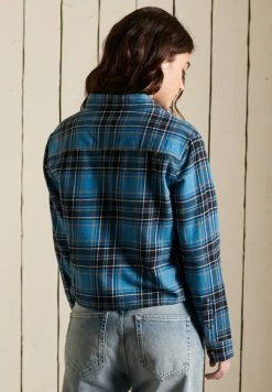 Superdry HERITAGE CHECK CROPPED - Button-down Blouse - Kilburn Check Blue -Superdry Shop 8a5d1095f2fa4bec9690217e8b9e4766