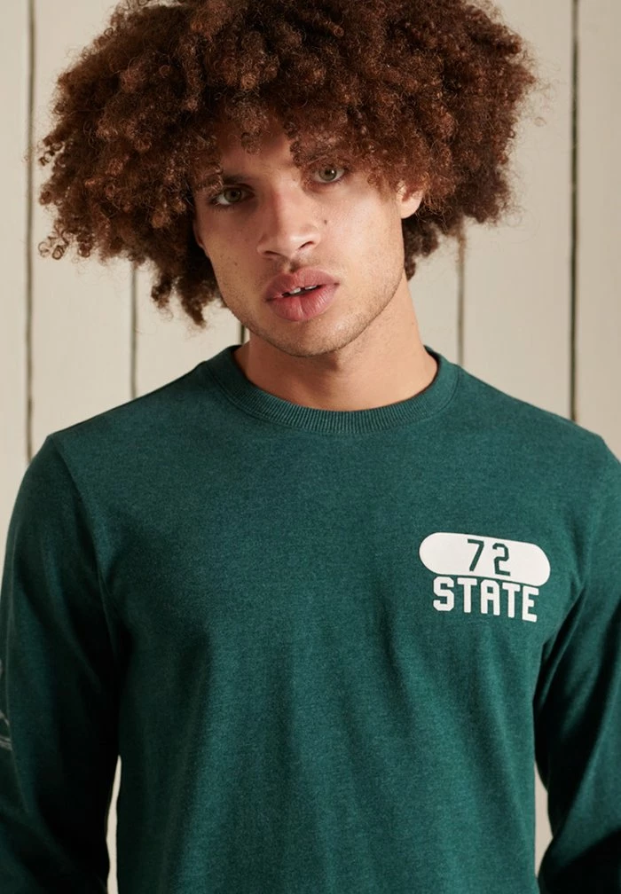 Superdry TRACK & FIELD LONG SLEEVE TOP - Long Sleeved Top - Pine Marl 2 Superdry TRACK & FIELD LONG SLEEVE TOP - Long Sleeved Top - Pine Marl - Image 2