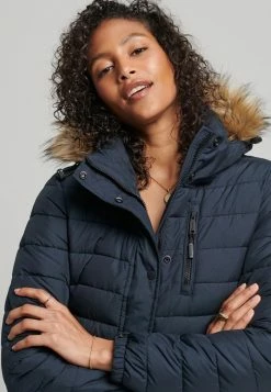 Superdry LONGLINE PUFFER - Winter Coat - Eclipse Navy -Superdry Shop 8c5d980b166444bbacce43a2c558f995