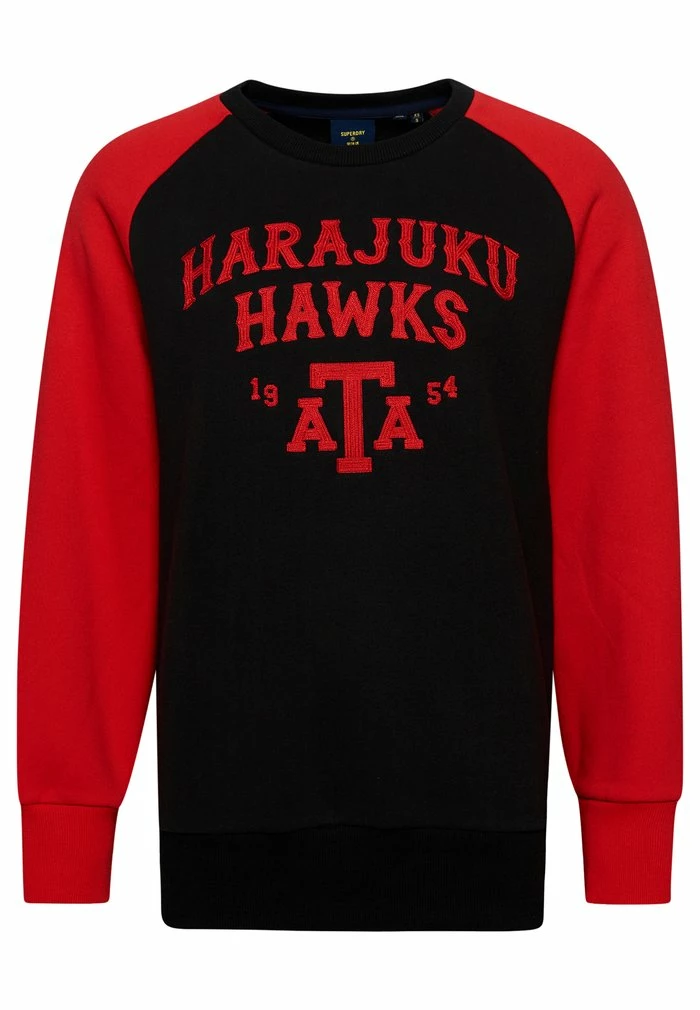 Superdry VINTAGE COLLEGIATE RAGLAN - Sweatshirt - Black 4 Superdry VINTAGE COLLEGIATE RAGLAN - Sweatshirt - Black - Image 4