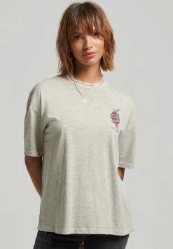 Superdry ROCK GRAPHIC LOOSE FIT - Print T-shirt - Light Stone