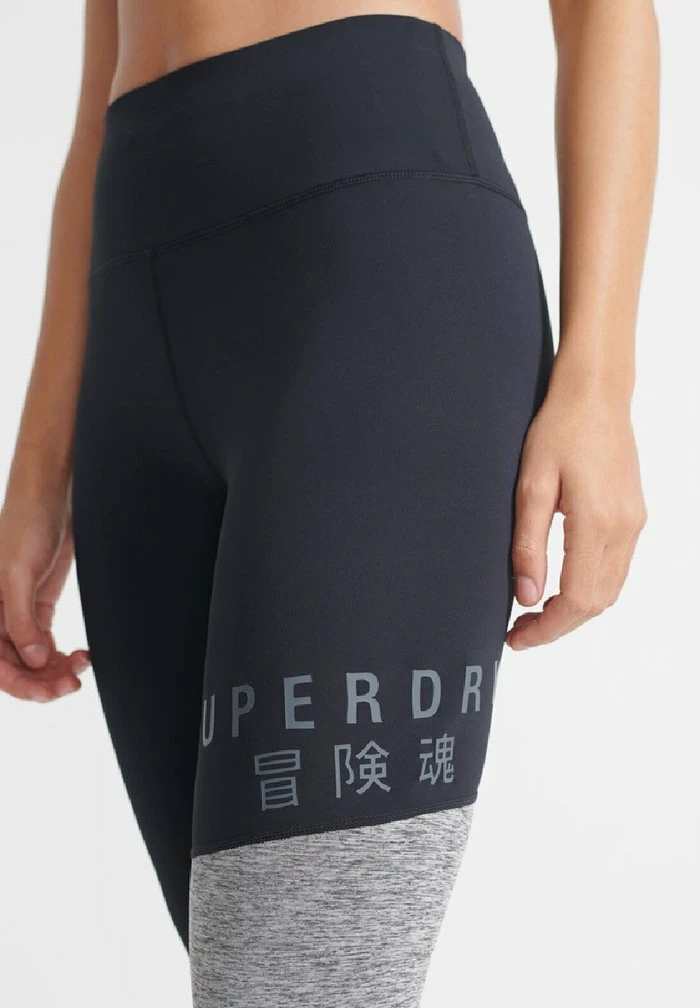 Superdry TRAINING GRAPHIC - Leggings - Trousers - Black/grey Marl 4 Superdry TRAINING GRAPHIC - Leggings - Trousers - Black/grey Marl - Image 4