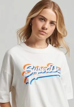 Superdry VINTAGE LOGO RAINBOW - Print T-shirt - Off White