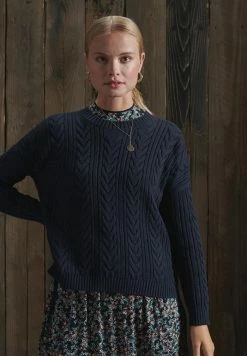 Superdry DROPPED SHOULDER CABLE CREW NECK - Jumper - Eclipse Navy -Superdry Shop 8fd4cd069dc14e46859fc9dac64da715