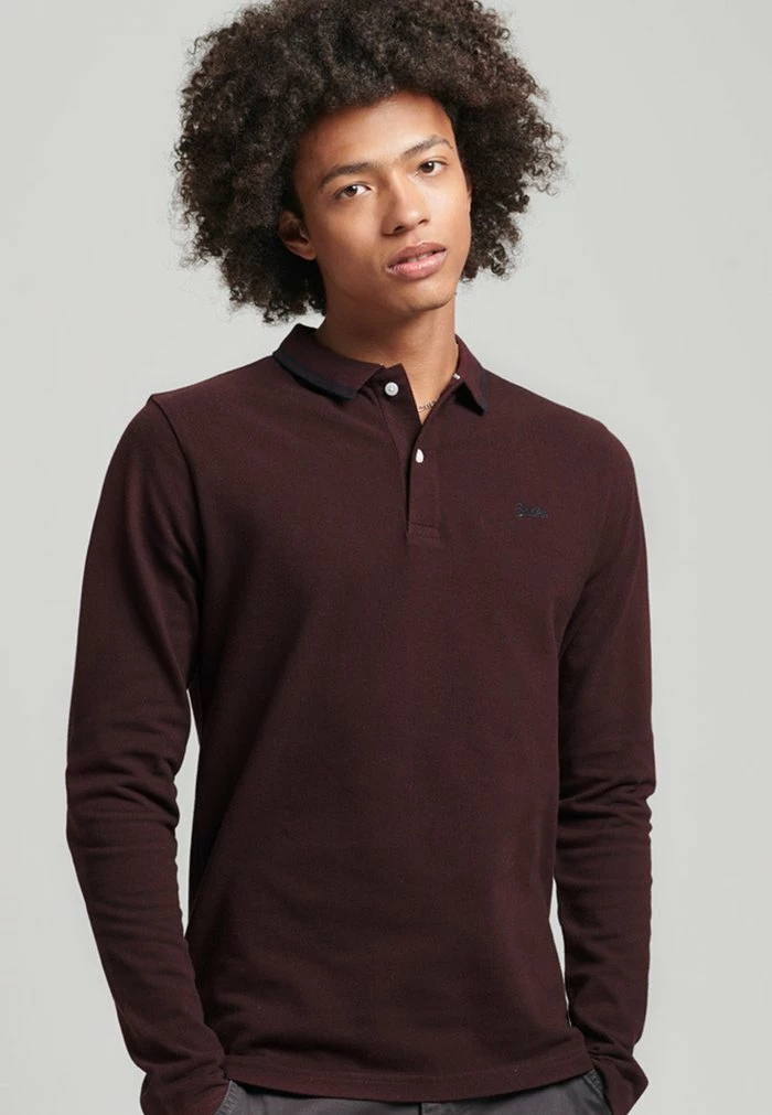 Superdry VINTAGE TIPPED - Polo Shirt - Rich Deep Burgundy Black 1 Superdry VINTAGE TIPPED - Polo Shirt - Rich Deep Burgundy Black