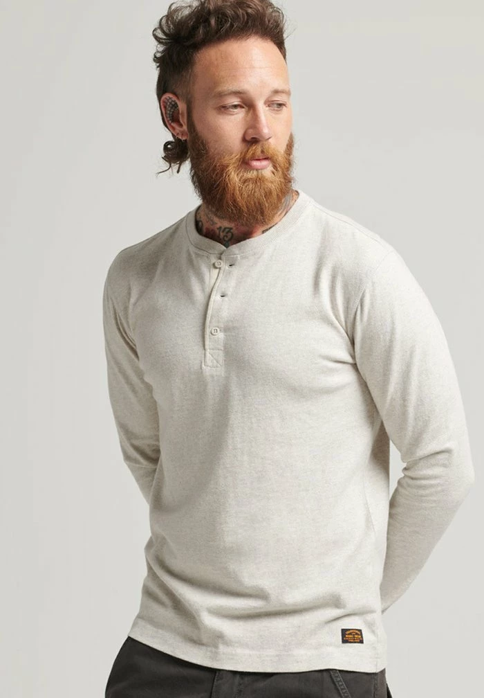 Superdry LONG SLEEVE - Long Sleeved Top - Oat Marl 1 Superdry LONG SLEEVE - Long Sleeved Top - Oat Marl