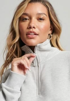 Superdry CROP HALF ZIP - Sweatshirt - Grey Marl -Superdry Shop 9133161489574c09875f7d75fef4109f