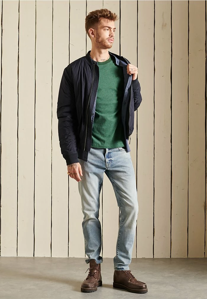 Superdry VINTAGE BASEBALL - Long Sleeved Top - Heritage Pine Green/solid Green 1 Superdry VINTAGE BASEBALL - Long Sleeved Top - Heritage Pine Green/solid Green