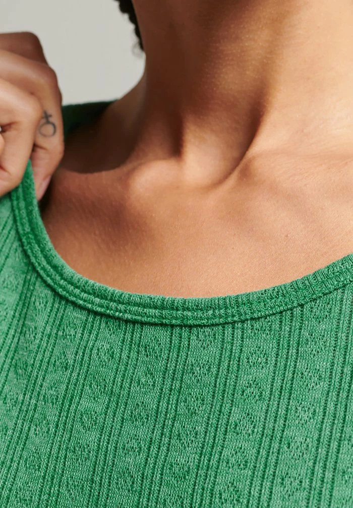 Superdry VINTAGE POINTELLE - Jumper - Field Green Marl 3 Superdry VINTAGE POINTELLE - Jumper - Field Green Marl - Image 3