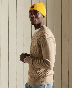 Superdry PATCHWORK CABLE CREW - Jumper - Oatmeal -Superdry Shop 92afe0fea69f4b6eaaf4ef710ea45b17