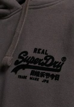 Superdry VINTAGE LOGO BOX FIT - Hoodie - Bison Black -Superdry Shop 92f748a87e4f4100abf8127dc8fdc0e5