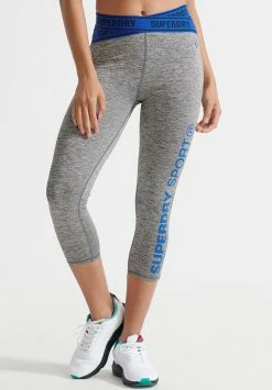 Superdry Leggings - Trousers - Grey Marl Mazarine Blue
