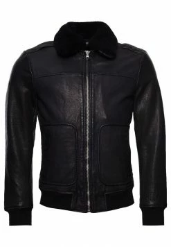 Superdry AVIATOR FLIGHT - Leather Jacket - Black -Superdry Shop 93a37a92df5944df907331b91dc76bf6