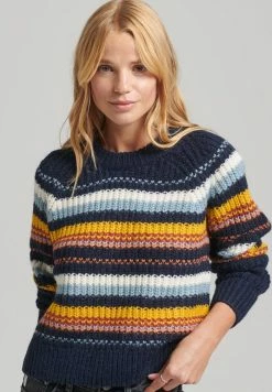 Superdry BRUSHED STRIPE CREW NECK - Jumper - Navy Mix Stripe