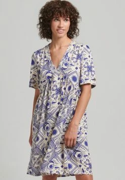 Superdry SHORT SLEEVE - Day Dress - Tarrot Print Ecru