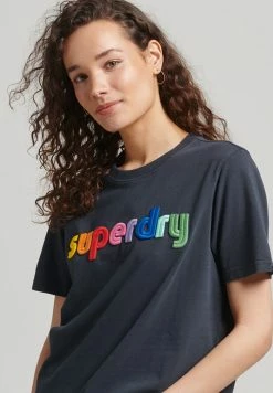 Superdry CORE LOGO RAINBOW - Print T-shirt - Dark Navy