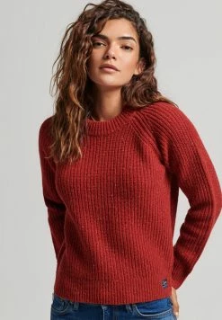 Superdry TWEED RIB CREW - Jumper - Vintage Red