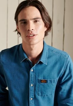 Superdry WORKWEAR - Shirt - Textured Indigo Dobby -Superdry Shop 951562f78e384abaac9a4b5473b49c64