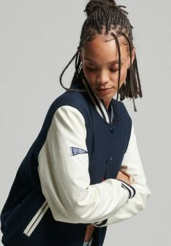 Superdry COLLEGE VARSITY - Bomber Jacket - Eclipse Navy -Superdry Shop 9541f6deab8448ecbcc4394edeb5f2b4