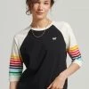 Superdry CALI STRIPE RAGLAN - Long Sleeved Top - Black