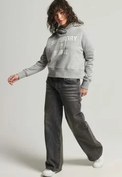 Superdry CROP BOX - Hoodie - Grey Marl