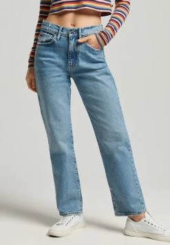 Superdry HIGH RISE - Straight Leg Jeans - Ludlow Blue Stone