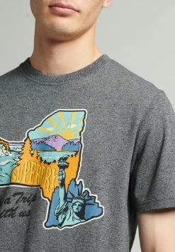 Superdry VINTAGE TRAVEL - Print T-shirt - Dark Charcoal Jaspe -Superdry Shop 9776ca1fd2fa49f98af956f6abe551b0