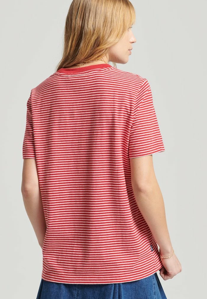 Superdry VINTAGE LOGO STRIPE - Print T-shirt - Papaya Red Marl Rodeo White 1 Superdry VINTAGE LOGO STRIPE - Print T-shirt - Papaya Red Marl Rodeo White