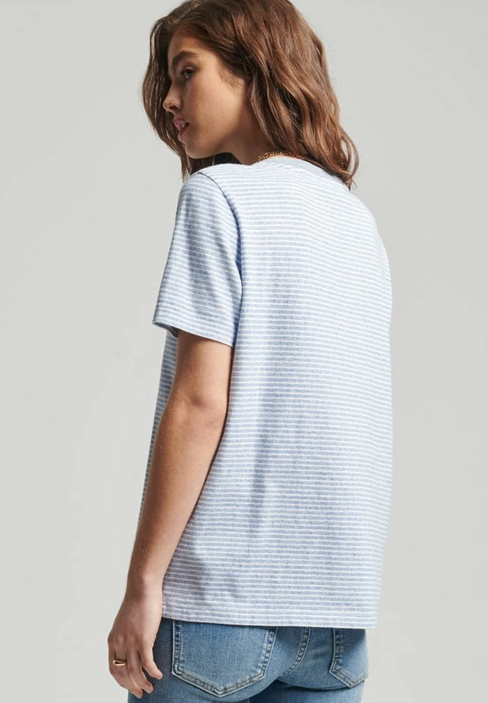 Superdry VINTAGE LOGO STRIPE - Print T-shirt - La Blue Marl Rodeo White 2 Superdry VINTAGE LOGO STRIPE - Print T-shirt - La Blue Marl Rodeo White - Image 2