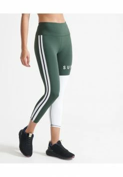 Superdry TRAINING GRAPHIC - Leggings - Trousers - Surplus Goods Olive White