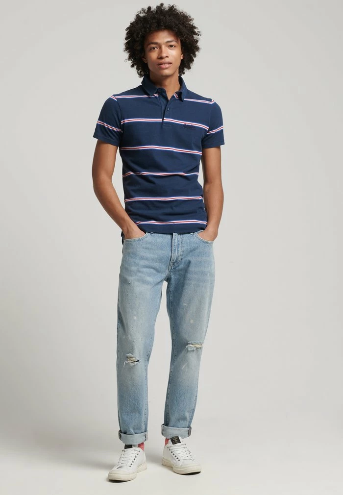 Superdry ACADEMY STRIPE - Polo Shirt - Varsity Navy Stripe 2 Superdry ACADEMY STRIPE - Polo Shirt - Varsity Navy Stripe - Image 2