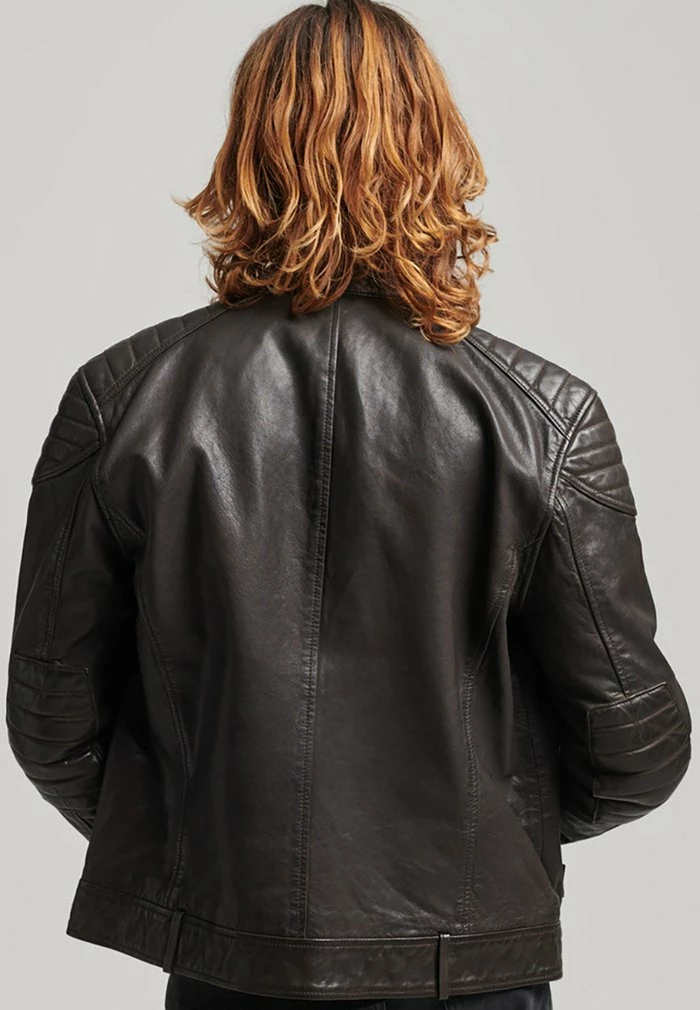 Superdry MOTO RACER - Leather Jacket - Anthracite 2 Superdry MOTO RACER - Leather Jacket - Anthracite - Image 2