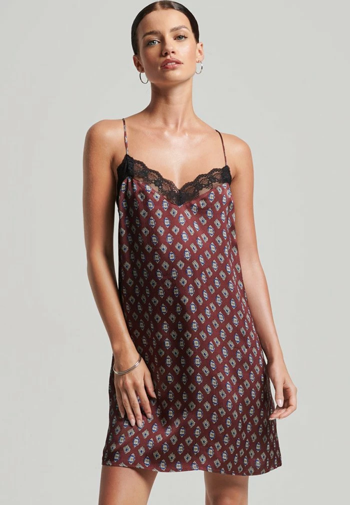 Superdry TRIM MINI SLIP - Day Dress - Kasbah Geo Red 1 Superdry TRIM MINI SLIP - Day Dress - Kasbah Geo Red
