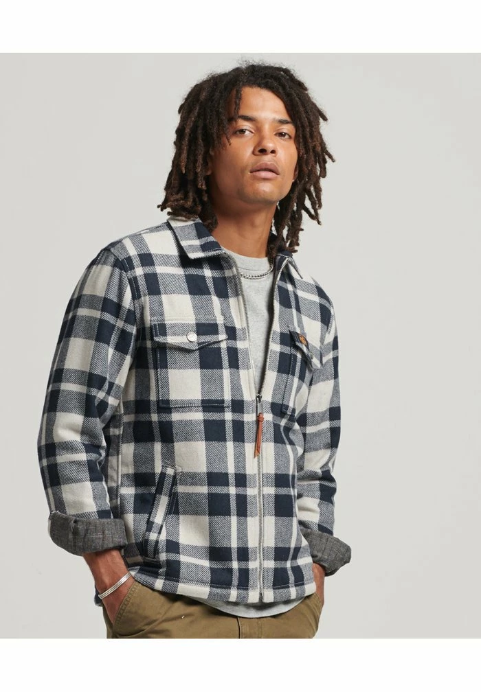Superdry Summer Jacket - Rosce Check Ecru 1 Superdry Summer Jacket - Rosce Check Ecru