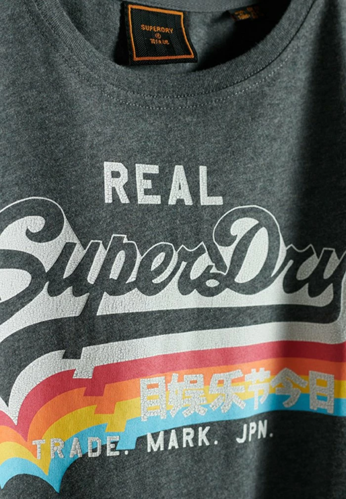 Superdry VINTAGE - Print T-shirt - Charcoal Marl 2 Superdry VINTAGE - Print T-shirt - Charcoal Marl - Image 2