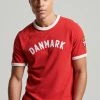 Superdry RINGSPUN FOOTBALL DENMARK - Print T-shirt - Varsity Red