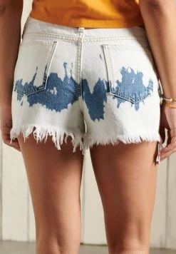 Superdry CUT OFF - Denim Shorts - Bleach White Tie Dye -Superdry Shop a0c6b3a42dfa4b8f86076b1429477417