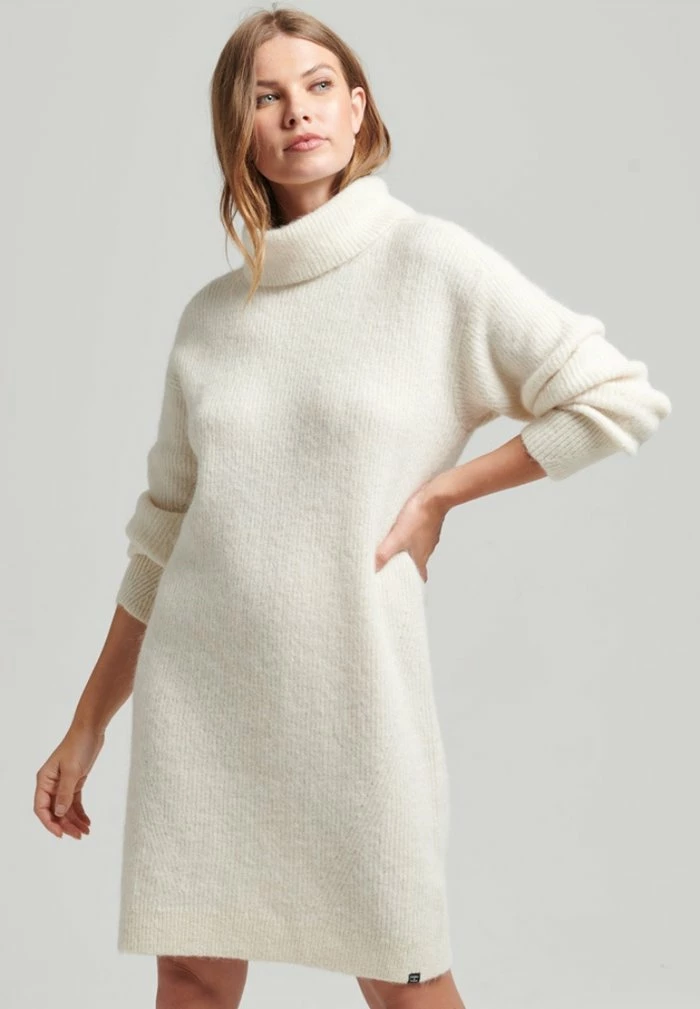 Superdry ROLL NECK - Jumper Dress - Cream 1 Superdry ROLL NECK - Jumper Dress - Cream