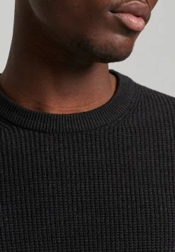 Superdry VINTAGE TEXTURED CREW - Jumper - Raven Black Heather